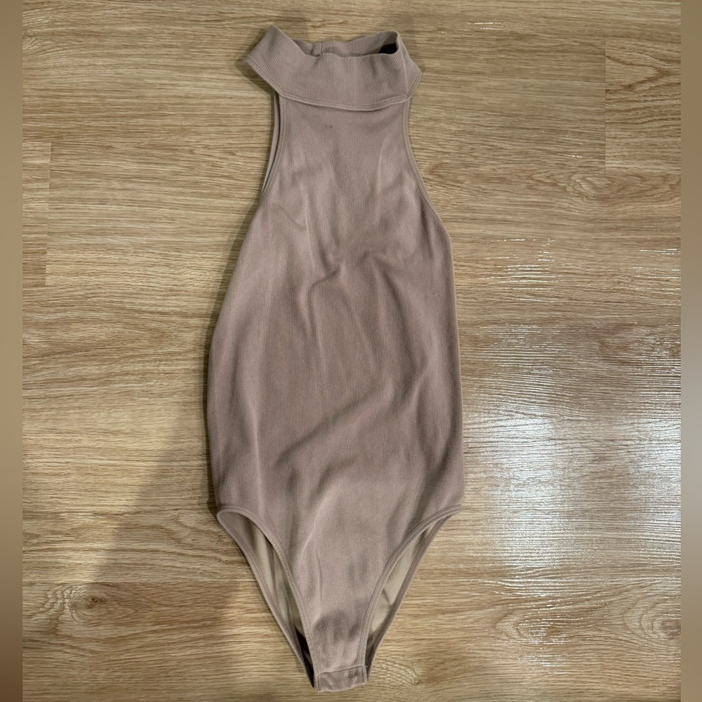 Zara high neck bodysuit tan size M/L